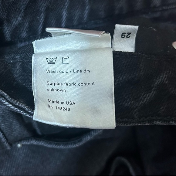 Reformation Black Cropped Cigarette Jeans 29 Raw Hem Distressed High Rise - Picture 10 of 10